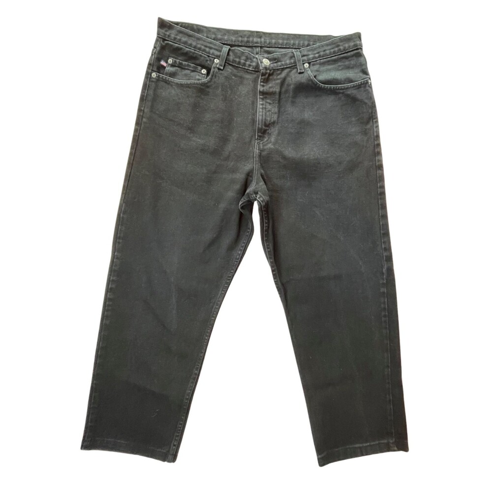 Vintage Y2K Polo Ralph Lauren Flag Jeans Men's Black Stonewash 38 Waist Relaxed